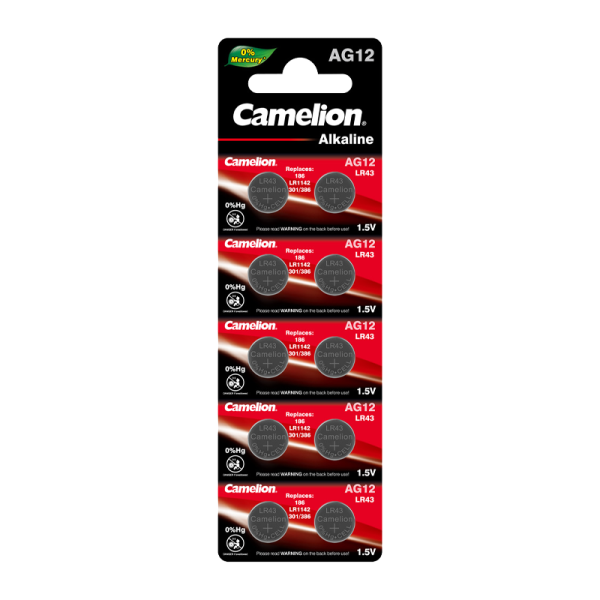 Батарейка Camelion G12/LR1142/LR43/386A/186 BL10 Alkaline 1.5V (10/100/3600)