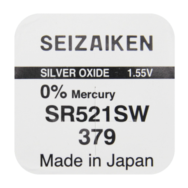 Батарейка SEIZAIKEN 379 (SR521SW) Silver Oxide 1.55V (1/10/100/1000)
