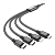 Кабель HOCO X76 USB (m)-2хType-C/Lightning/microUSB (m) 1.0м 2.0A нейлон черный (1/31/310)