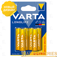 Батарейка Varta LONGLIFE LR6 AA BL4+2 Alkaline 1.5V (4106) (6/60/300)