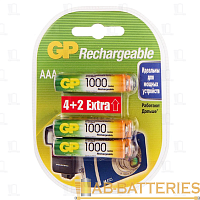 Аккумулятор бытовой GP HR03 AAA BL4+2 NI-MH 1000mAh в пластиковой упаковке (6/36/360)