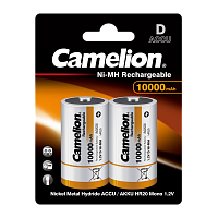 Аккумулятор бытовой Camelion R20 D BL2 NI-MH 10000mAh (2/12/96)