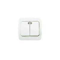 Выключатель Прогресс Slim 2-клав.10A ABS + Керамика с индикатором белый (1/10/200)