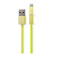 USB Кабель REMAX Aurora 2in1 (Micro-Iphone 5/6/7/SE) (1M, 2.1A) RC-020t Зеленый