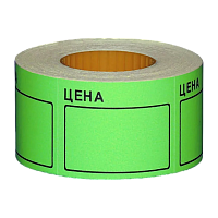 Этикет-лента 50 мм х 40 мм "Цена" (350 этикеток /рол.), зеленая, AVIORA (цена за 1 рулон) (5/100)