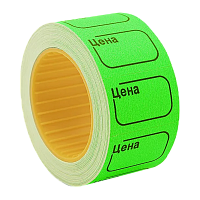 Этикет-лента 29 мм х 28 мм "Цена" (500 этикеток/рол.), зеленая, AVIORA (цена за 1 рулон) (10/160)