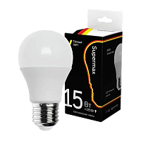 Лампа светодиодная Supermax A60 E27 15W 3000К 230V груша (1/10/80)