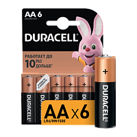 Батарейка Duracell Basic LR6 AA BL6 Alkaline 1.5V (6/60/16800)